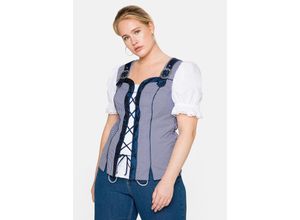 4063136274451 - Große Größen Trachtenbluse im Corsagen-Look royalblau-weiß Gr40