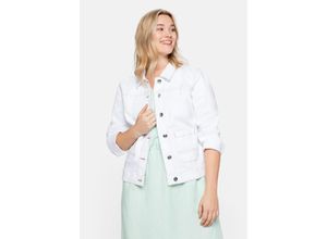 4063136275502 - Große Größen Jeansjacke mit Kontrastnähten in verkürzter Form white Denim Gr46