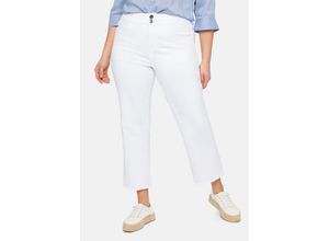 4063136275571 - Große Größen High-Waist-Jeans in Ankle-Länge mit offenem Saum white Denim Gr40