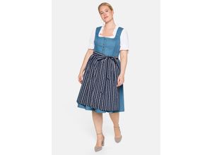 4063136278046 - Große Größen Dirndl im Denim-Look mit bedruckter Schürze blue Denim Gr58