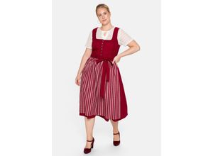 4063136278152 - Große Größen Dirndl in Midilänge mit Spitzenbluse und Schürze bordeaux Gr40