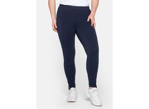 4063136278558 - Große Größen Leggings in Ankle-Länge mit Knopf-Detail am Saum marine Gr40