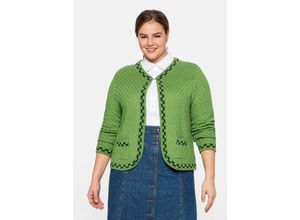 4063136288847 - Große Größen Kurze Trachten-Strickjacke mit Zierborte grün Gr40 42