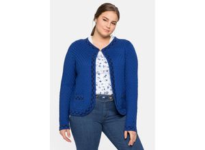 4063136288892 - Große Größen Kurze Trachten-Strickjacke mit Zierborte royalblau Gr40 42