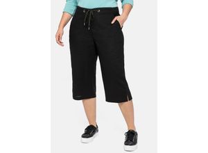 4063136289769 - Große Größen Caprihose mit Bindeband aus Leinen-Mix schwarz Gr52 4063136289769 - Große Größen Caprihose mit Bindeband aus Leinen-Mix schwarz Gr52