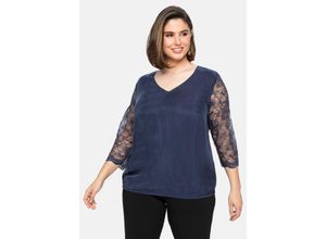 4063136323692 - Große Größen Tunika mit 3 4-Arm aus Two-Tone-Spitze marine Gr42