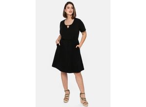 4063136323937 - Große Größen Jerseykleid mit Cut-out am Ausschnitt schwarz Gr40