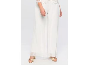 4063136324064 - Große Größen Weite Chiffonhose im Lagenlook gefüttert offwhite Gr40