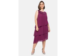 4063136324293 - Große Größen Cocktailkleid im Layerlook mit Pailletten beere Gr42