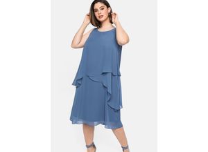 4063136324385 - Große Größen Ärmelloses Cocktailkleid im Lagenlook rauchblau Gr40