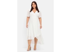 4063136324583 - Große Größen Chiffonkleid im Lagenlook mit Unterkleid offwhite Gr40