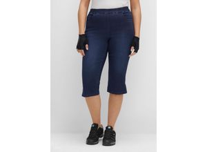 4063136338412 - Große Größen Fahrradjeans mit verstärktem Po in Caprilänge dark blue Denim Gr44