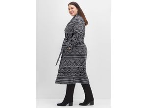 4063136359455 - Große Größen Mantel im Mustermix mit Schalkragen schwarz-weiß Gr40