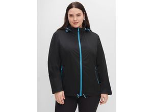 4063136361533 - Große Größen Sport Regenjacke mit verstaubarer Kapuze schwarz Gr40