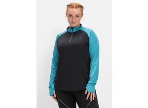 4063136366569 - Große Größen Fahrradshirt mit Stehkragen schnelltrocknend schwarz-türkis Gr56 58