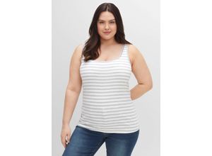 4063136366958 - Große Größen Tanktops mit Spitze am Ausschnitt im Doppelpack schwarz+grau meliert-weiß Gr54