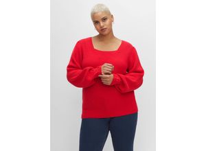 4063136375769 - Große Größen Pullover mit Karree-Ausschnitt und Ballonärmeln mohnrot Gr52 54