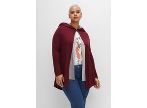 4063136375783 - Große Größen Longstrickjacke mit Kapuze in Lagenoptik weinrot Gr40 42