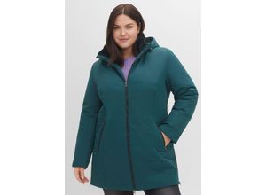 4063136376308 - Große Größen Steppjacke mit Kapuze und 2-Wege-Zipper tiefgrün Gr54