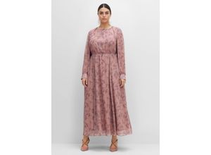 4063136385041 - Große Größen Chiffonkleid in Maxilänge mit Alloverprint rosé gemustert Gr40