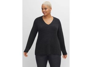 4063136385560 - Große Größen Pullover mit Kaschmir in leichter A-Linie schwarz meliert Gr48 50 4063136385560 - Große Größen Pullover mit Kaschmir in leichter A-Linie schwarz meliert Gr48 50