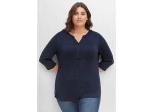 4063136387717 - Große Größen Shirtbluse mit 3 4-Arm und Kräuseldetails nachtblau Gr40