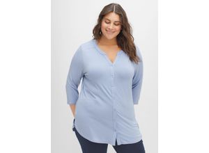 4063136387816 - Große Größen Shirtbluse mit 3 4-Arm und Kräuseldetails mittelblau Gr40