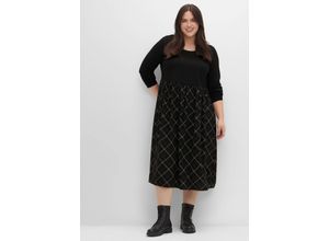 4063136388691 - Große Größen Shirtkleid im Material- und Mustermix schwarz bedruckt Gr40