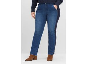 4063136392025 - Große Größen Gerade Jeans mit Jersey-Einsätzen seitlich am Bein blue Denim Gr48