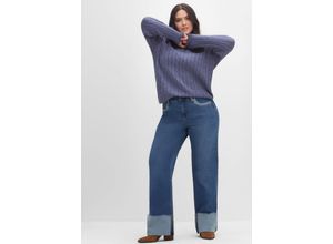 4063136392483 - Große Größen Jeans in Curvy-Schnitt ELLA mit breitem Umschlag dark blue Denim Gr40