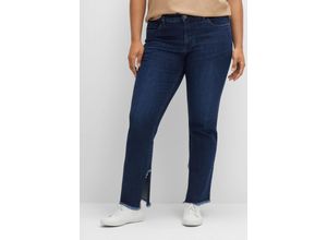 4063136392605 - Große Größen Gerade Jeans mit geschlitztem Innensaum dark blue Denim Gr44