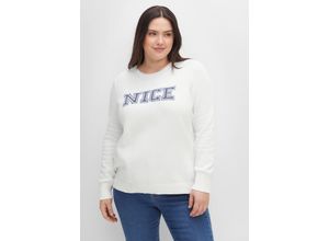 4063136394135 - Große Größen Pullover im College-Stil mit Schriftzug weiß Gr40 42