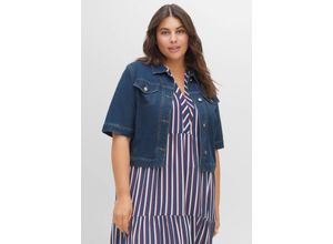 4063136394807 - Große Größen Jeansjacke in kurzer kastiger Form mit Halbarm blue Denim Gr44
