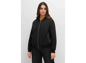 4063136401659 - Große Größen Blouson mit Rippbündchen und Reißverschluss schwarz Gr44