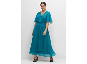 4063136405299 - Große Größen Abendkleid in Wickeloptik aus Chiffon smaragd Gr40