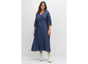 4063136406142 - Große Größen Maxikleid in Denimoptik mit Knopfleiste dark blue Denim Gr40