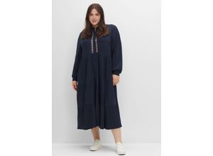 4063136407798 - Große Größen Stufenkleid im Boho-Stil aus Jersey nachtblau Gr40