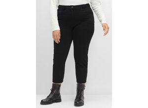 4063136408016 - Große Größen Schmale Twill-Hose in 7 8-Länge mit Zipper-Details schwarz Gr44