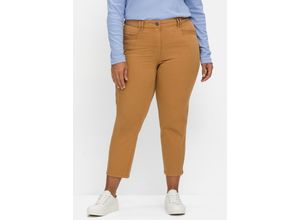 4063136408214 - Große Größen Schmale Twill-Hose in 7 8-Länge mit Zipper-Details hellbraun Gr44