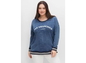 4063136412983 - Große Größen Sweatshirt in Denim-Optik mit Ringelbündchen nachtblau Gr48 50