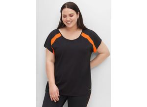 4063136419494 - Große Größen Funktionsshirt mit Mesh-Einsätzen am Ärmel schwarz-orange Gr40 42