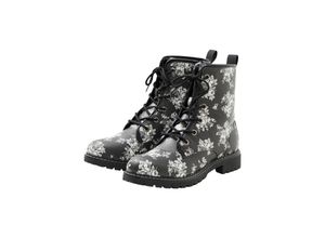 4063136419562 - Große Größen Schnürboots in Crinkle-Optik schwarz bedruckt Gr40