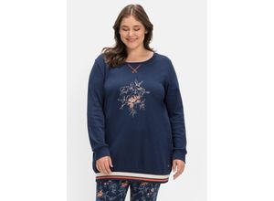 4063136419685 - Große Größen Relax-Sweatshirt in Longform mit floralem Druck marine Gr40 42