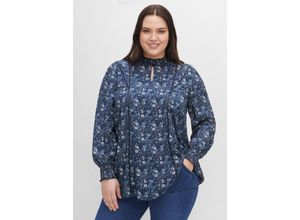 4063136422791 - Große Größen Tunika mit Blumenprint und Smok-Details nachtblau bedruckt Gr40