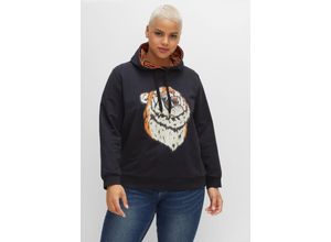 4063136428045 - Große Größen Kapuzen-Sweatshirt mit Animal-Frontdruck schwarz Gr52 54