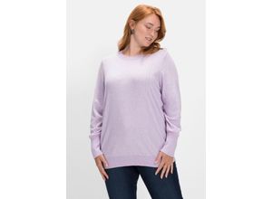 4063136436101 - Große Größen Pullover mit Ajourmusterdetails lavendel meliert Gr44 46