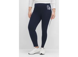 4063136467181 - Große Größen Leggings im College-Stil in Knöchellänge nachtblau Gr40