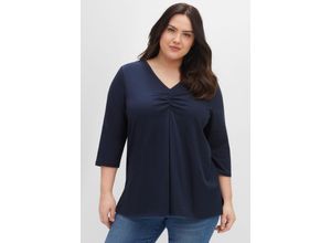 4063136475094 - Große Größen Shirt aus Jersey mit V-Ausschnitt und Kellerfalte nachtblau Gr52 54 4063136475094 - Große Größen Shirt aus Jersey mit V-Ausschnitt und Kellerfalte nachtblau Gr52 54
