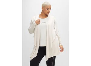 4063136475674 - Große Größen Longstrickjacke mit Kapuze in offener Zipfelform offwhite Gr44 46