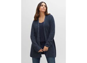 4063136496921 - Große Größen Longstrickjacke in A-Linie offene Form nachtblau meliert Gr40 42
